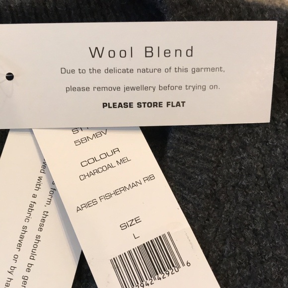 New FRENCH CONNECTION Charcoal Mel Aries Fisherman Rib Sweater Size Large - Picture 5 of 7